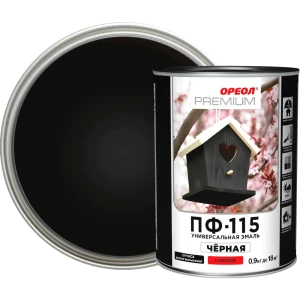 Эмаль Ореол Premium ПФ-115 глянцевая цвет чёрный 0.9 кг