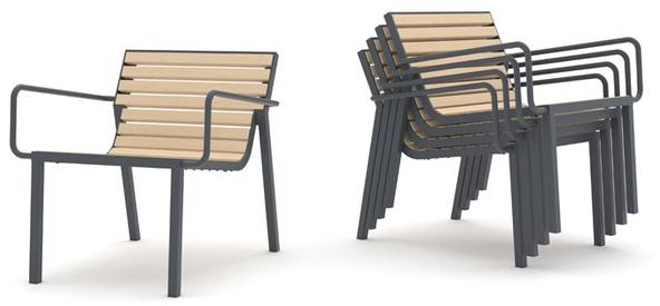 mmcité1 Садовый стул из стали и дерева Stack Stc157/stc257 - Вид №5