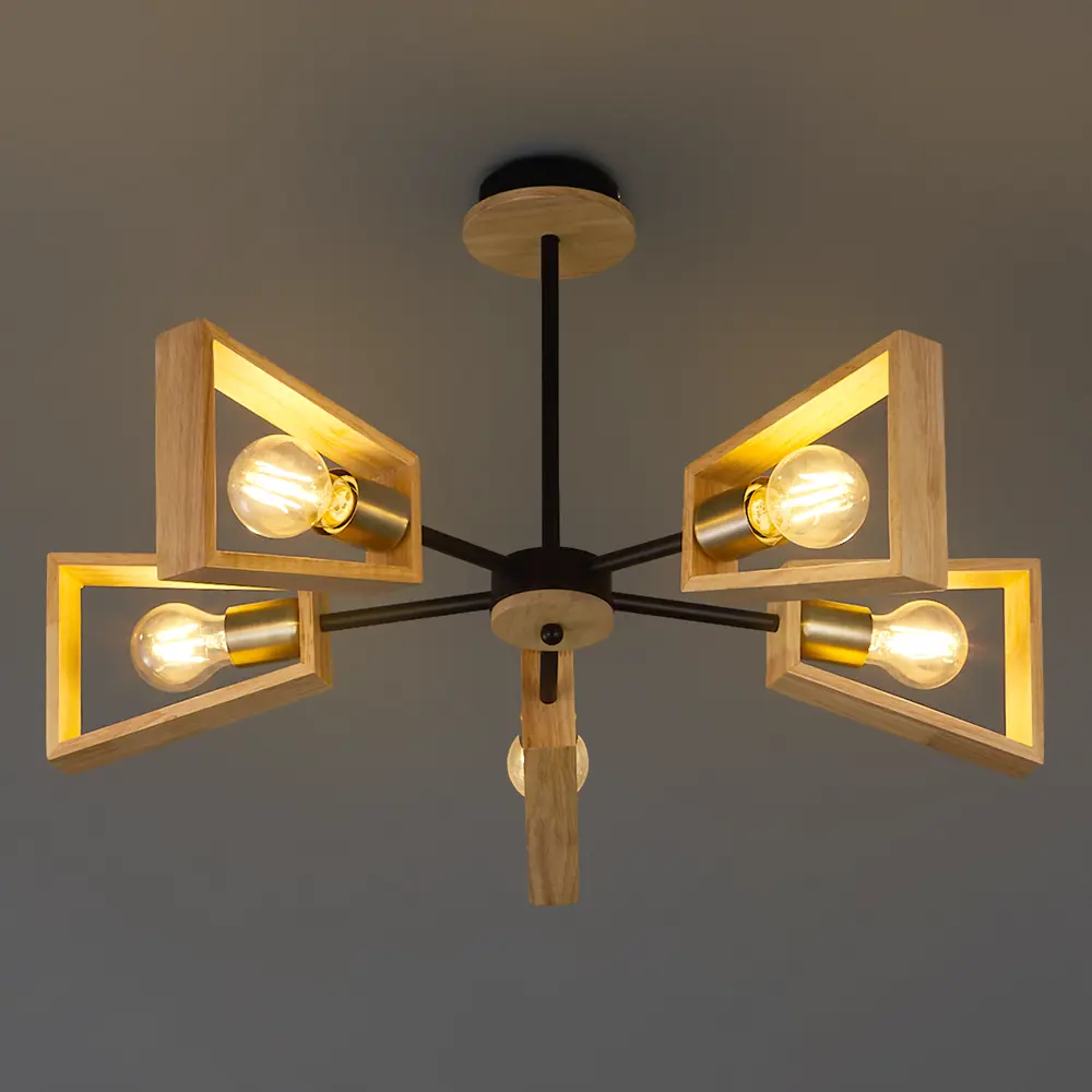 Люстра потолочная СЕМЬ ОГНЕЙ Шерлас - элегантное черно-золотое освещение для гостиной 85243318 STLM-0060374 - Вид №1