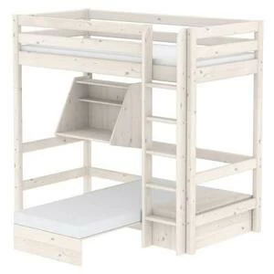 Кровать Flexa Classic Casa высокая со встроенным спальным модулем и столом, белая, 200 см