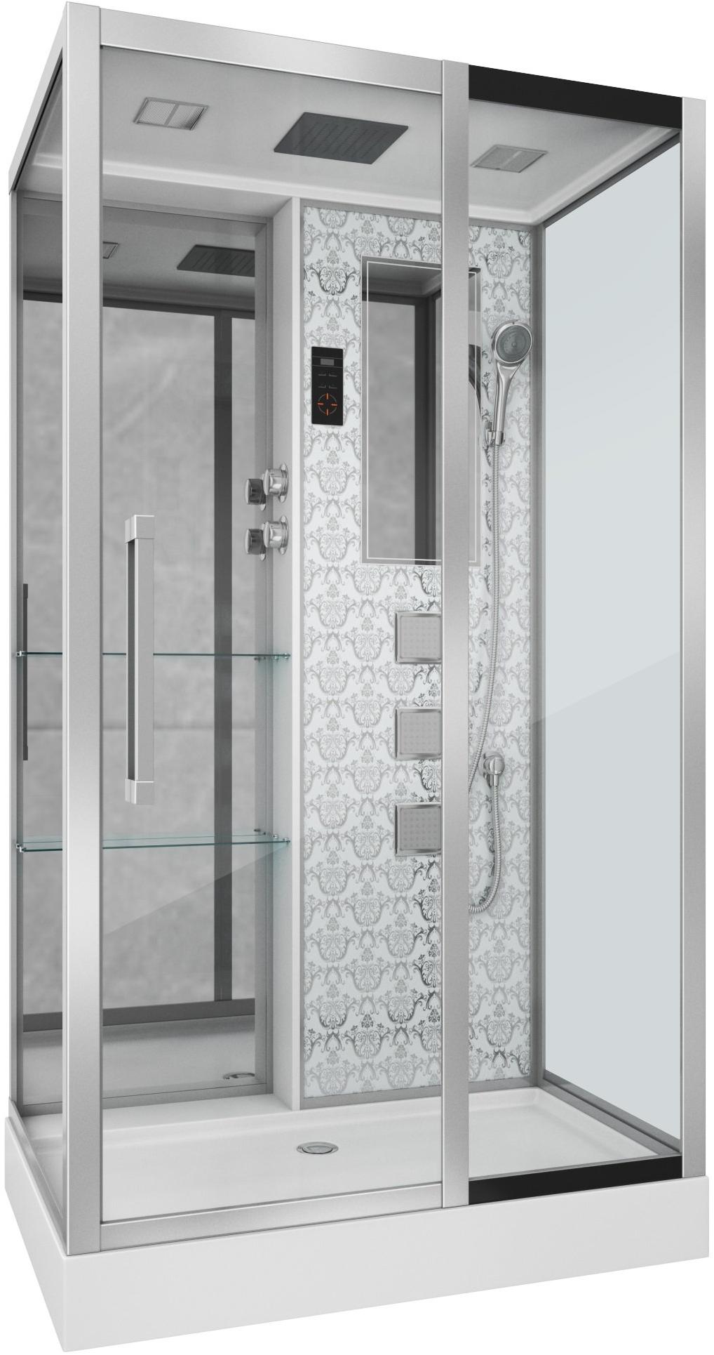 Душевая кабина NG-7713WR (820x1200х2150) низкий поддон стенки БЕЛЫЕ Niagara Luxe