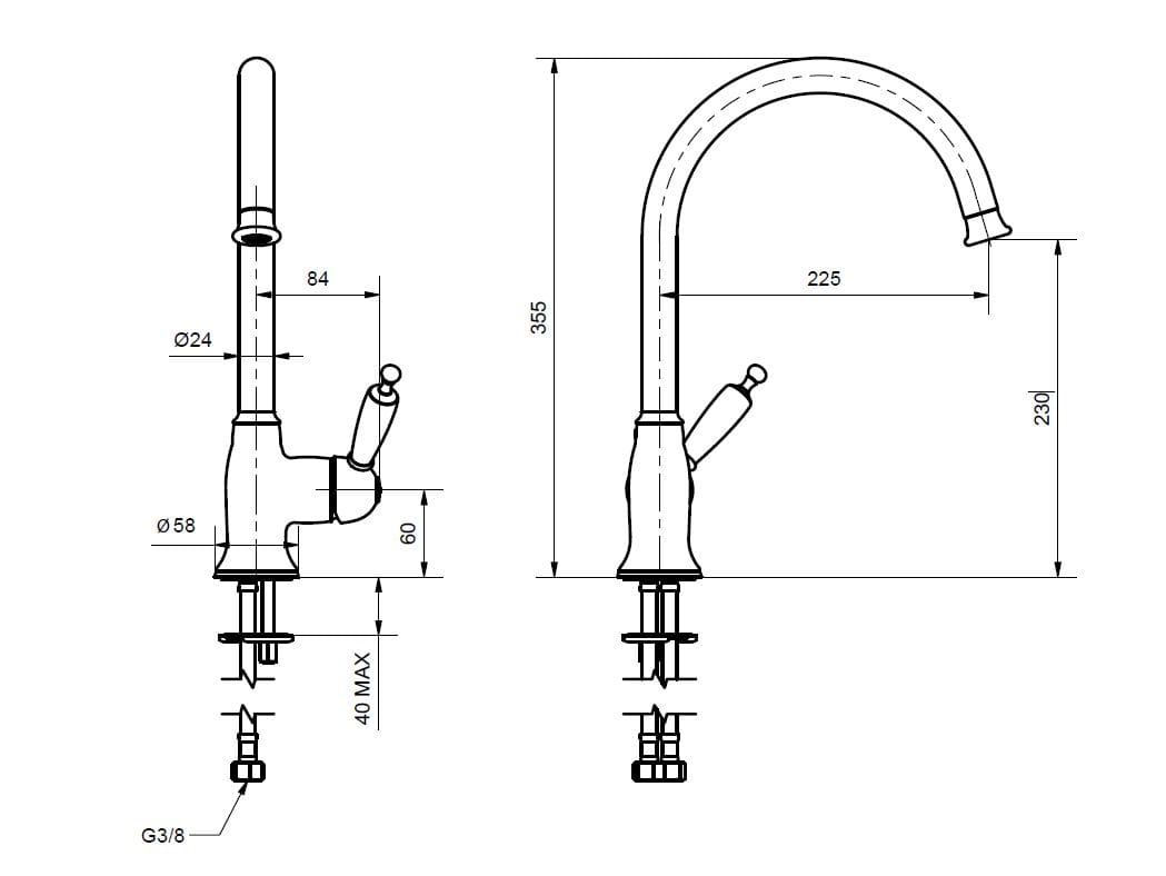 Однорычажный кухонный смеситель с поворотным изливом Gaia Mobili Complements ARCH-00005496