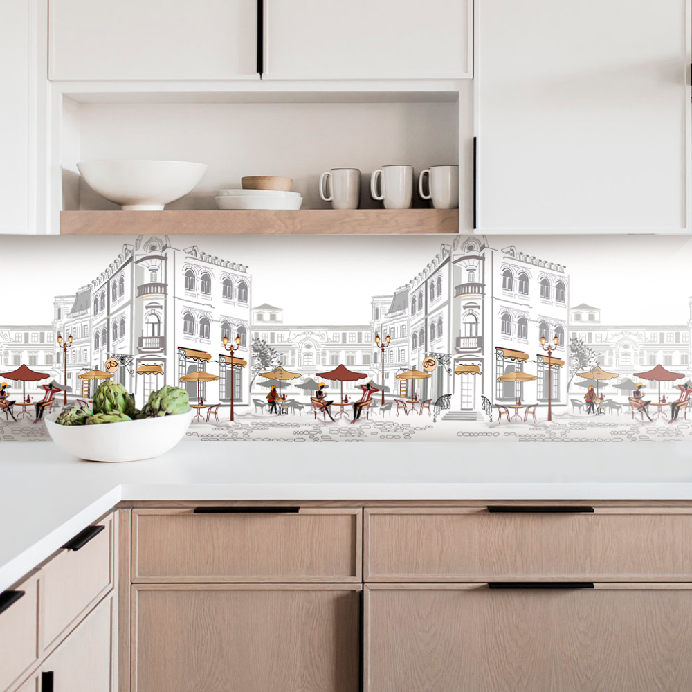 Кухонный фартук АБС Stella Light Уличное кафе 600*3000*0,75мм STSR-996 - Вид №1