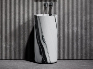 Мраморная круглая отдельно стоящая раковина