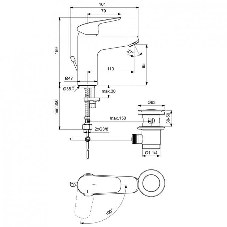 B1715AA Смеситель для раковины Ideal Standard CERAFLEX  - Вид №5