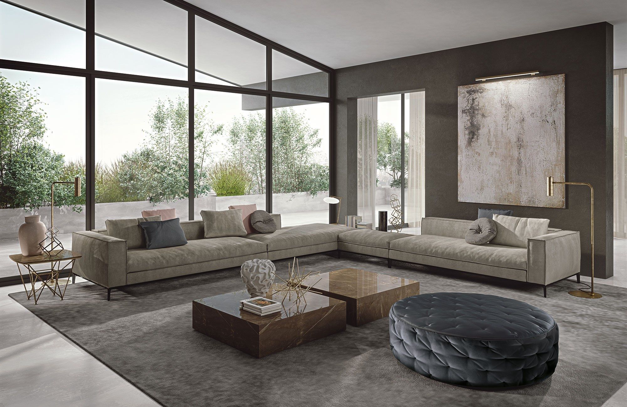 Ткань круглый capitonné пуф Frigerio ARCH-00138180 - Вид №2