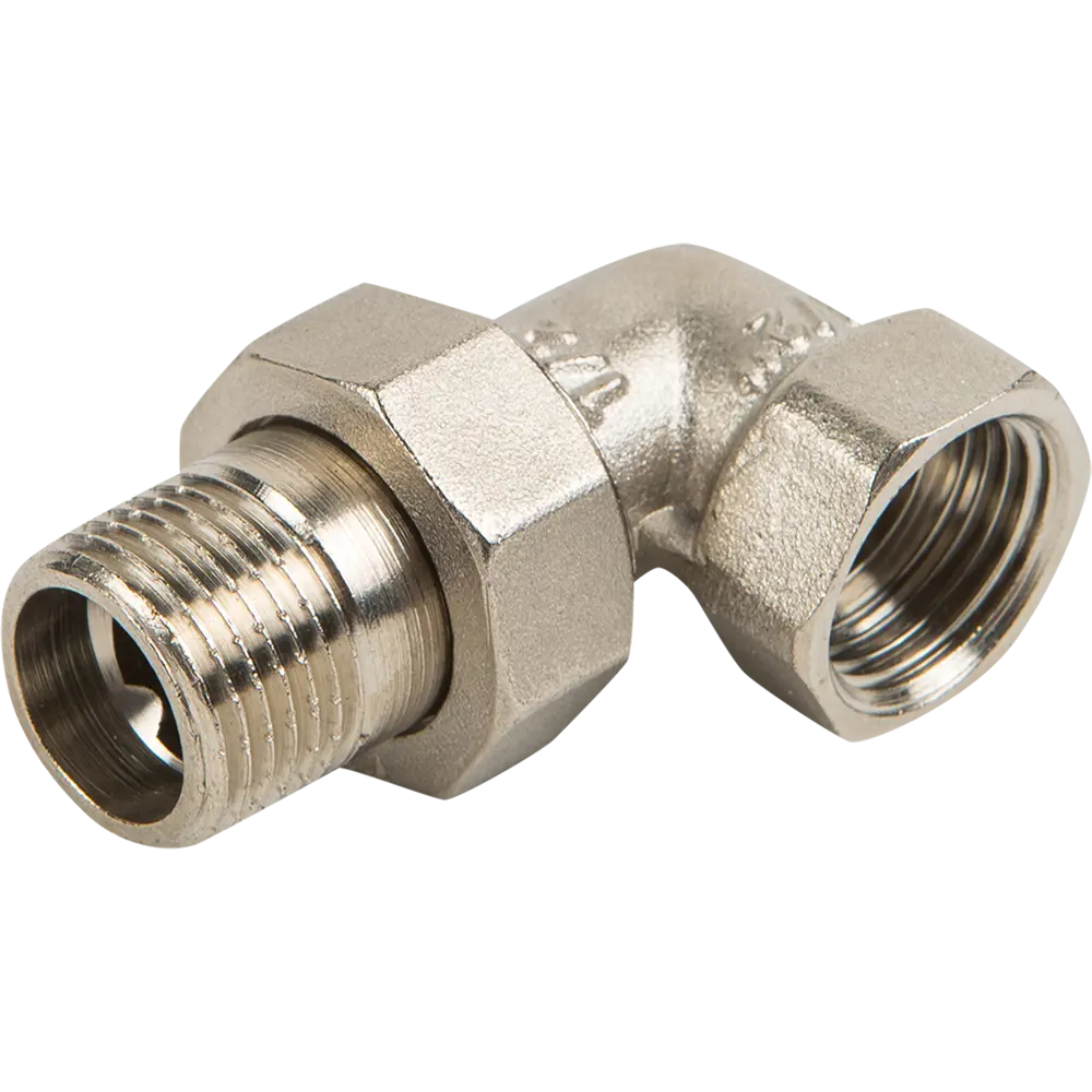 Сгон угловой Valtec, американка, внутренняя-наружная резьба, 1/2", никелированная латунь 10506419 STLM-2024783 