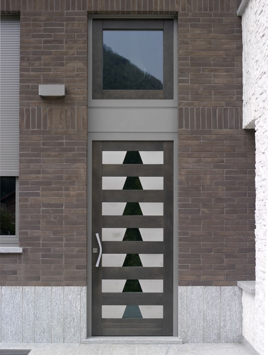 Наружная деревянная входная дверь со стеклянными панелями Carminati деревянные входные двери и двери ARCH-00065659 - Вид №4