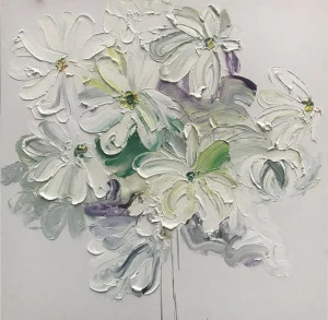 Картина на холсте 100х100 см "Превосходные ромашки" EVENHOME КАРТИНЫ МАСЛОМ 130030 Бежевый;белый;голубой;разноцветный