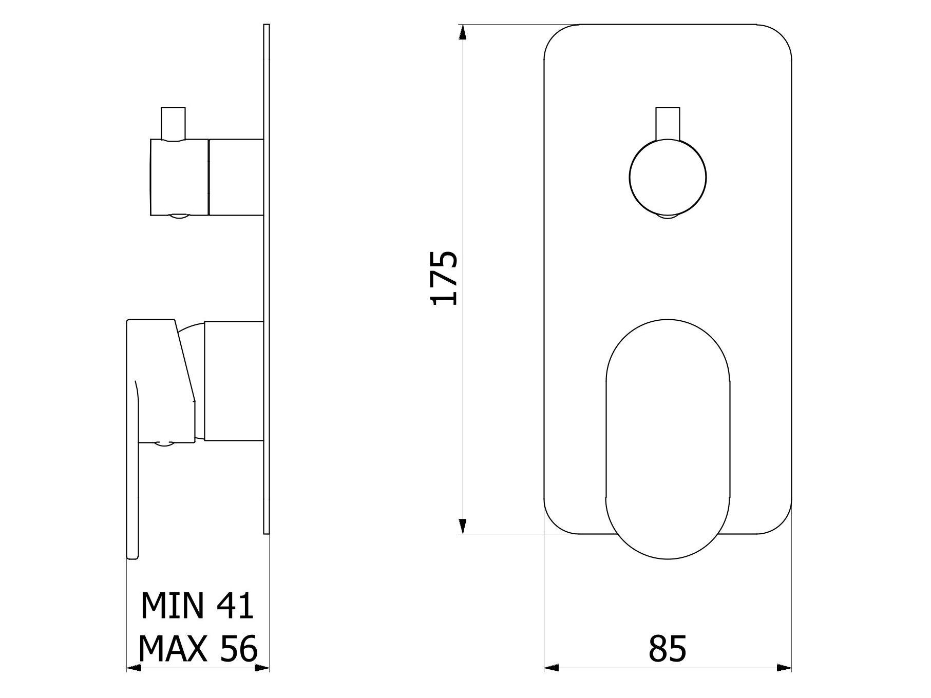 Встраиваемый смеситель для душа с 2 отверстиями и переключателем IB YesPlease! ARCH-00122610 - Вид №2