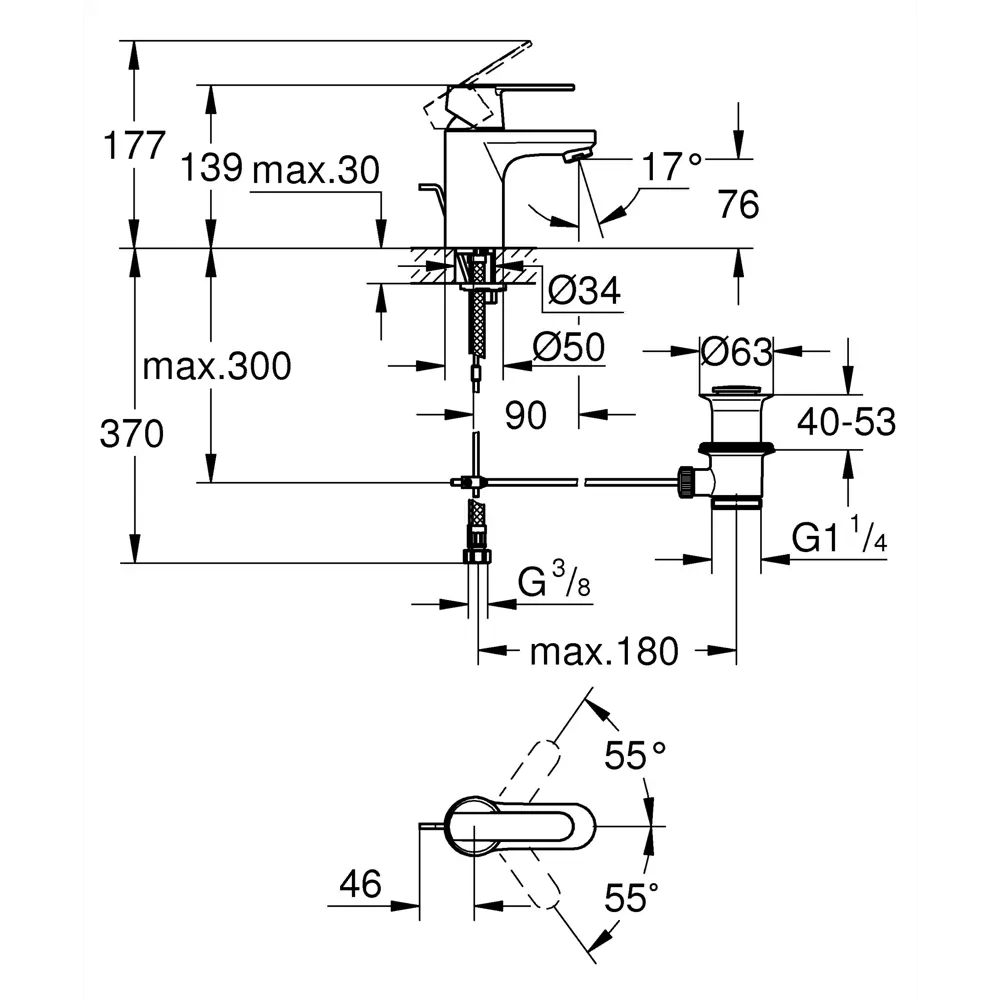 Смеситель для раковины Grohe Get однорычажный латунь цвет хром 17112214 STLM-2020067 - Вид №4