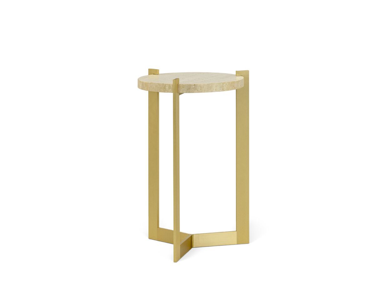 Круглый журнальный столик из травертина и латуни JOSÉ LEITE DE CASTRO KAORY ARCH-00127195 - Вид №1