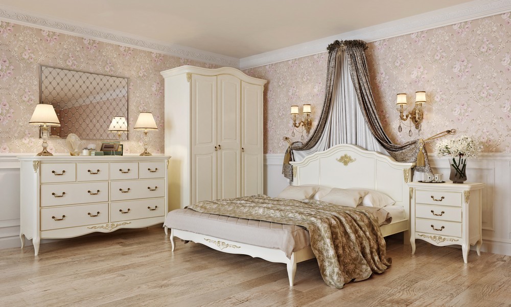 Прикроватная тумбочка с 3 ящиками светло-бежевая с золотом Romantic Gold KREIND ROMANTIC GOLD 00-3879961 Разноцветный;бежевый Santreyd  - Вид №2