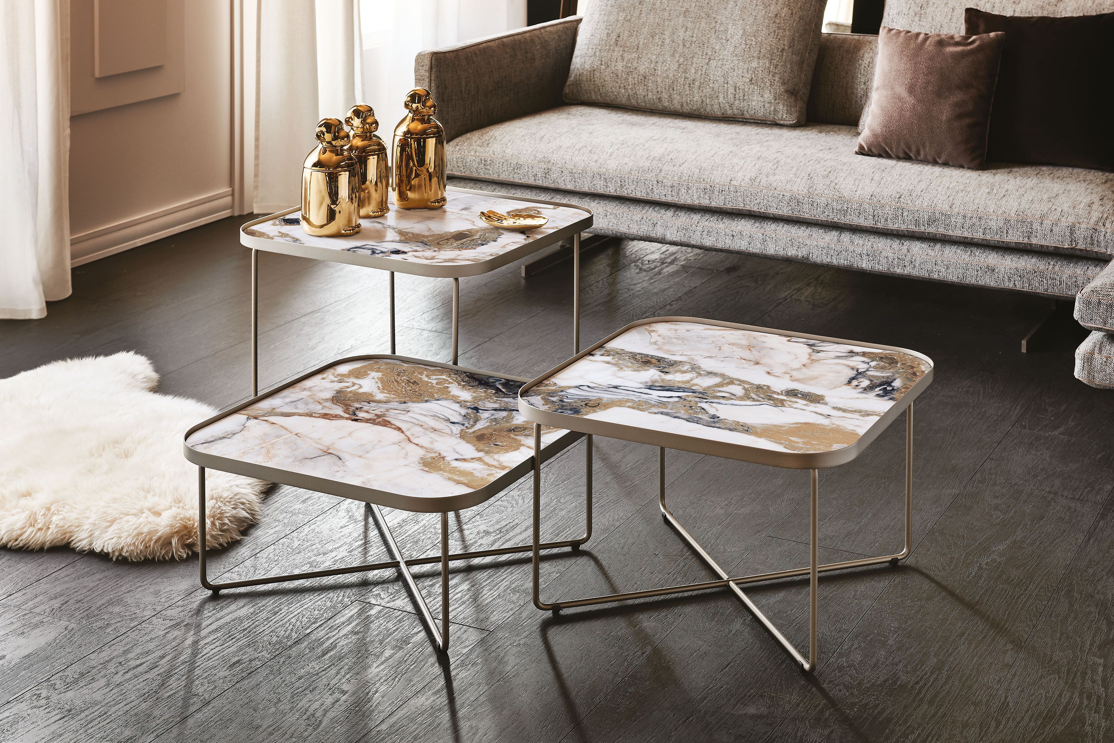 Квадратный металлический журнальный столик и керамическая столешница Cattelan italia BENNY KERAMIK ARCH-00120877 - Вид №2