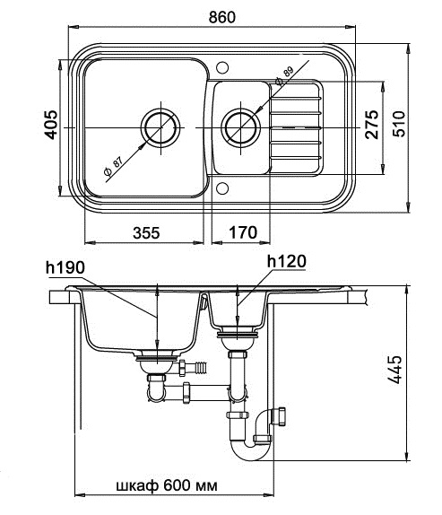 Кухонная мойка Кварц Ewigstein S26 GranFest A-60KF-S26 - Вид №1