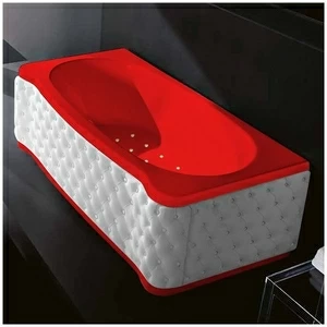 Ванна Gruppo treesse New Classic Young STA-V674C-SX-KB-KZ красная с золотой фурнитурой с аэромассажем прямоугольная левая белая кожа
