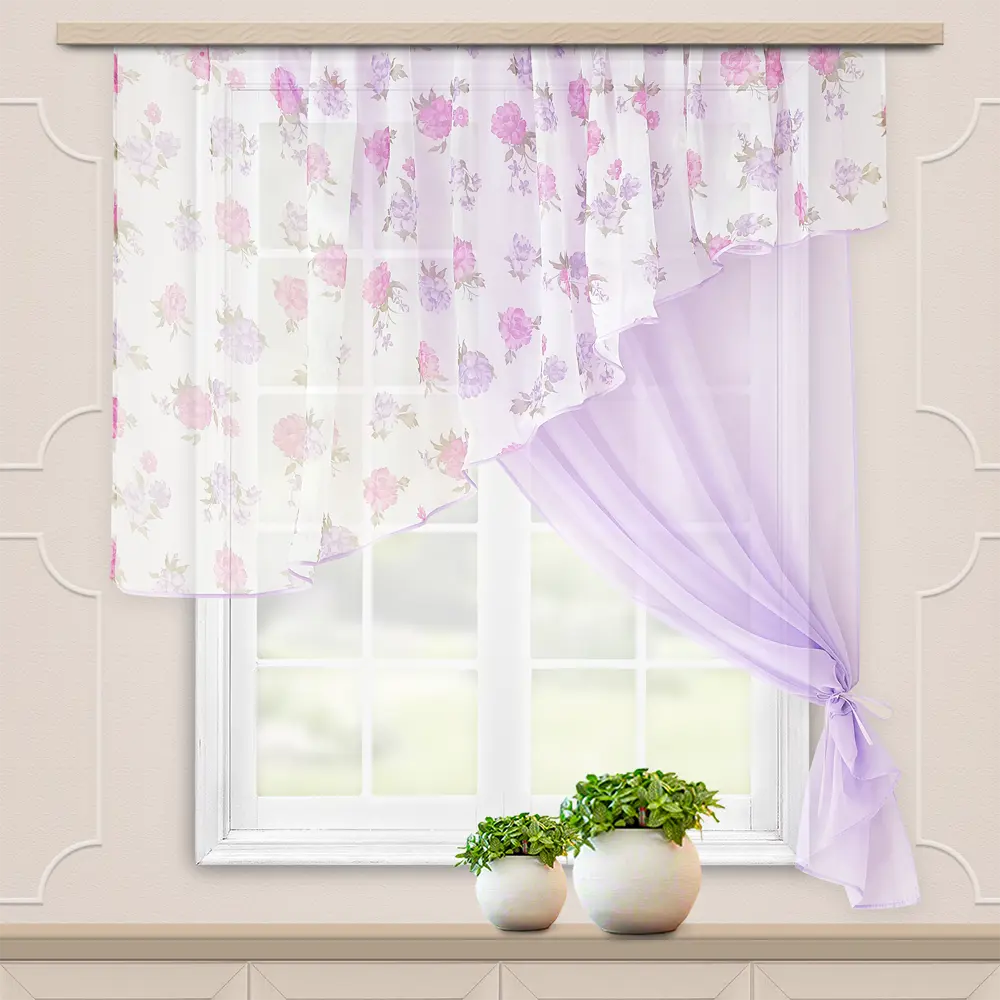 Комплект штор на ленте для кухни Византия 280x160 см цвет сирень 89080658 STLM-2007968 WITERRA 