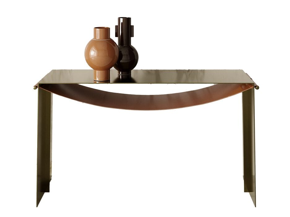Прямоугольная консоль из стали и кожи Bontempi Casa PIPER ARCH-00065420
