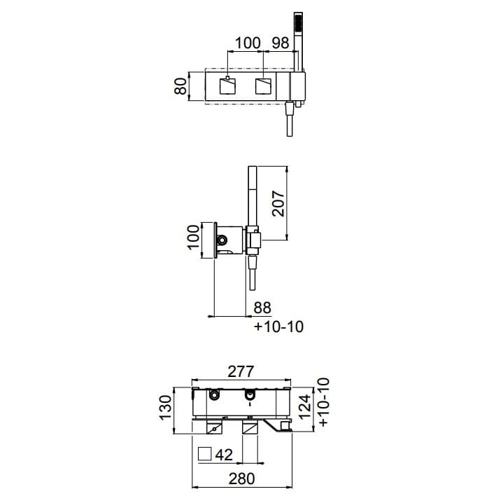 Встраиваемый термостатический смеситель для душа с ручным душем CARIMALI D-SIDE ARCH-00112431 - Вид №2