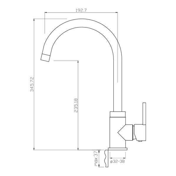 35-03/G ETA grey  Смеситель для кухни  ARGO kran 3503getagrey - Вид №1