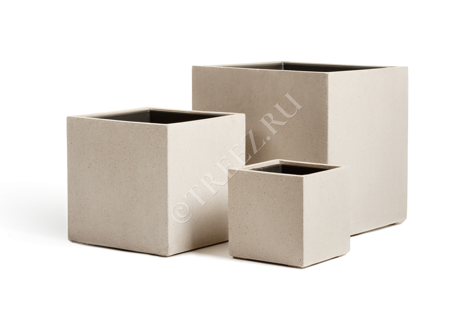 41.3317-02-005-BE-20 Кашпо  Effectory - серия Beton - Куб - Белый песок Цветочная коллекция 