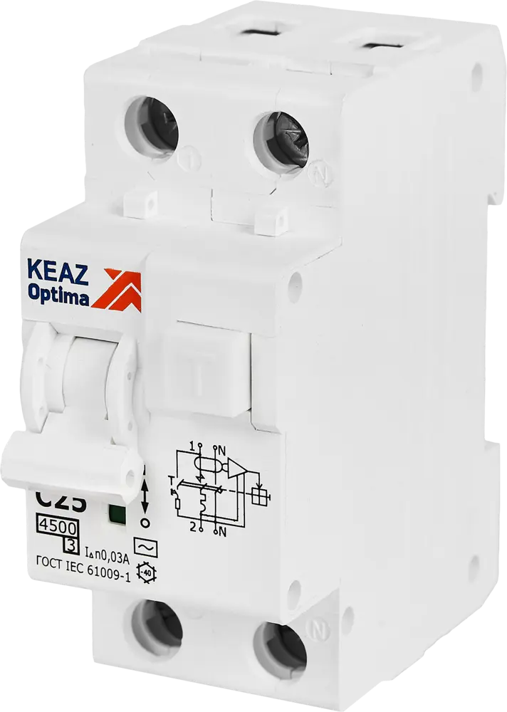 Дифференциальный автомат КЭАЗ Opti Din 25А для защиты электропроводки 89206633
