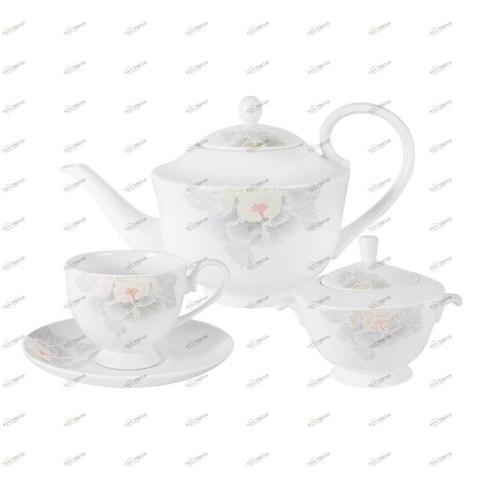 Чайный набор фарфоровый белый 14 предметов "Флоранс" ANNA LAFARG EMILY ФЛОРАНС 00-3946885 Белый 