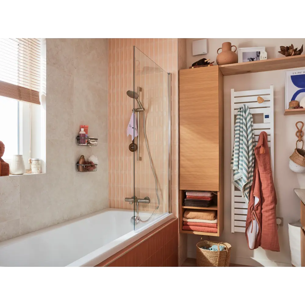 Ширма на ванну Sensea Essential поворотная 80x140 см прозрачное стекло профиль хром Без серии STLM-2068505 - Вид №9