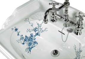 Gentry Home Таз большой белый Victorian Синий узор GH102631 - Вид №1