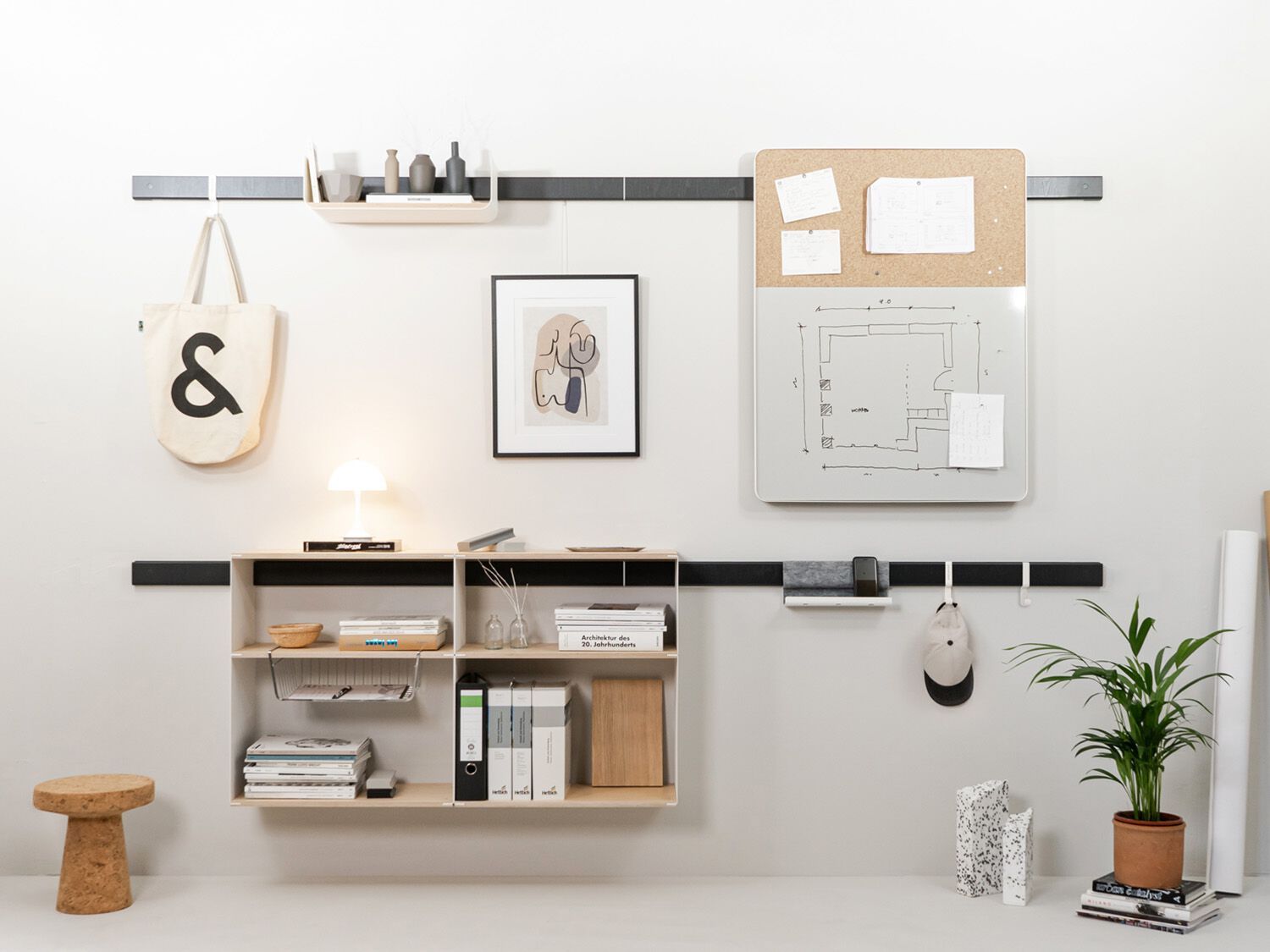 Деревянная система настенных полок с доской и доской объявлений Variand Furniture H03 ARCH-00029423