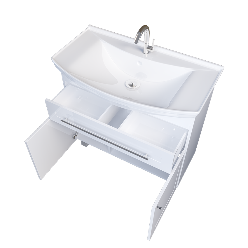 У94494 Тумба Lina Classic New 85Н 1в.я 2д Белый глянец 1 Marka Lina Classic 