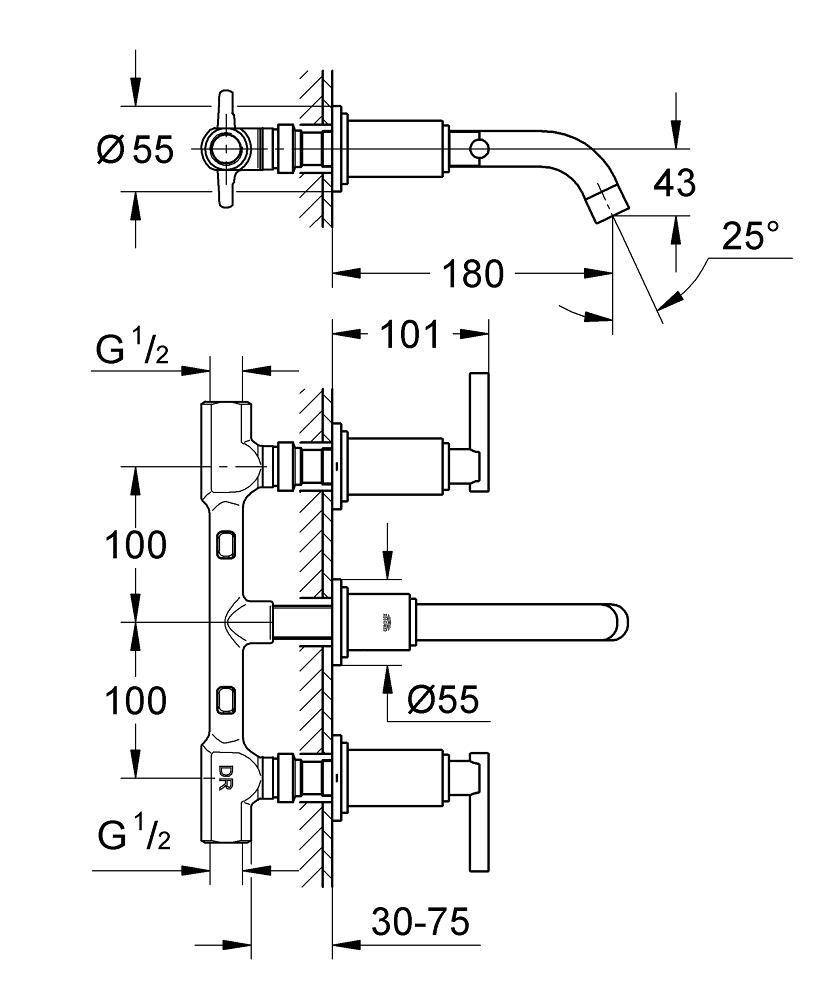 20019000 Смеситель для раковины Grohe Atrio хром - Вид №1