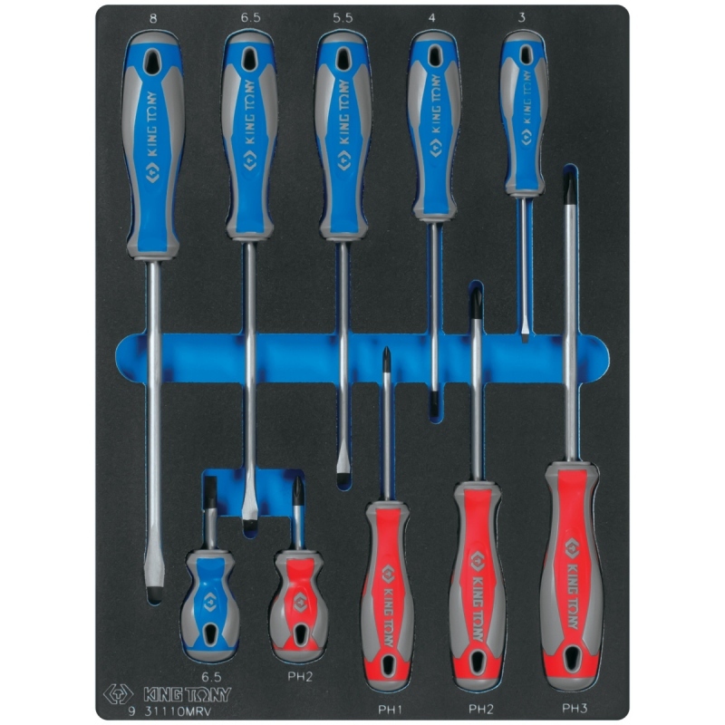 KING TONY Набор отверток, ложемент, 10 предметов Верстакофф 9-31110MRV