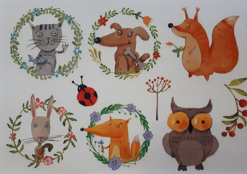 32 Водорастворимые картинки №02 21.6 x 14 см "Животные" Арт.0 Выдумщики 