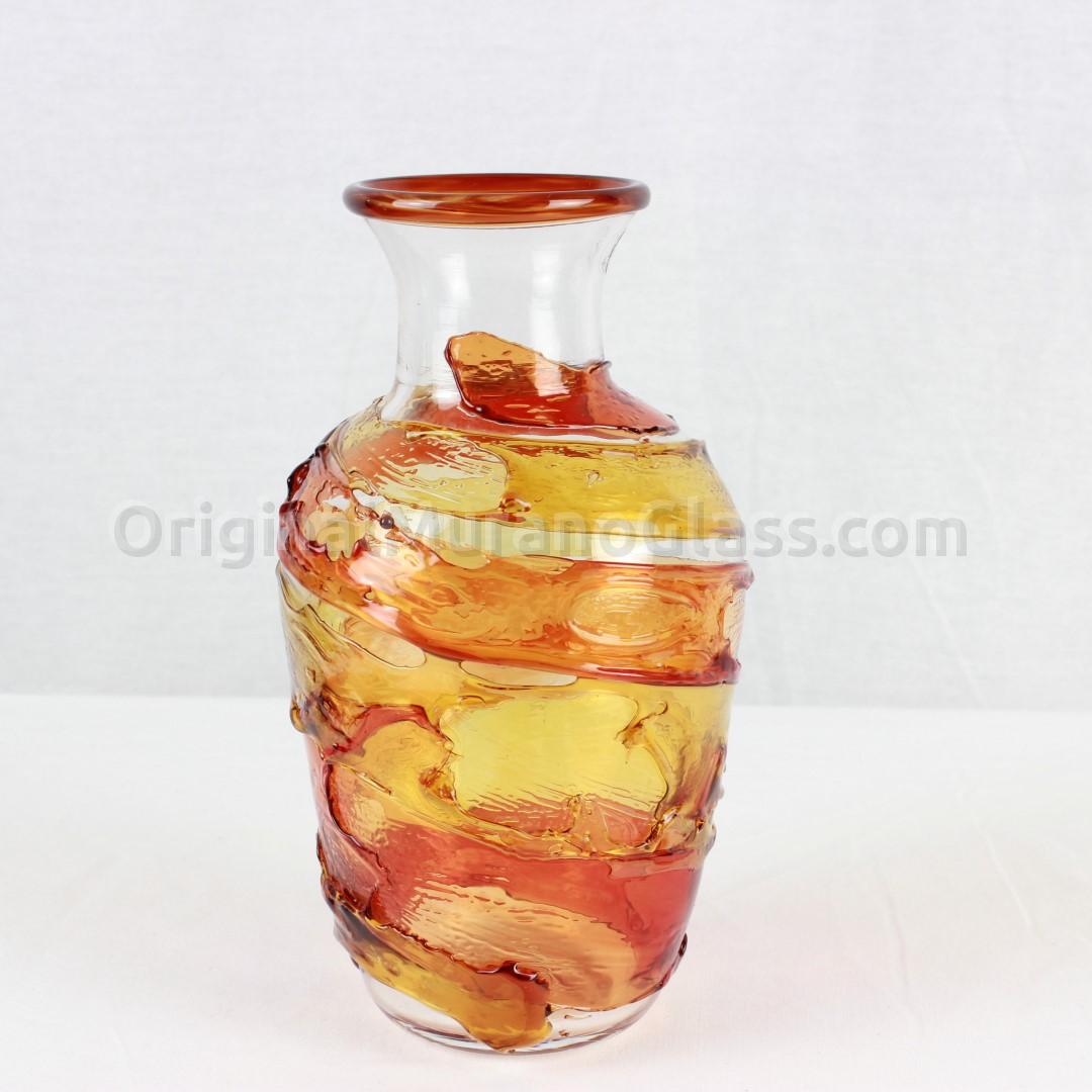 358 ORIGINALMURANOGLASS Ваза Нестор - оранжевая - муранское стекло OMG 10 см  - Вид №1