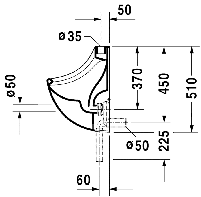 0850350000 Настенный писсуар, уринал с мушкой Duravit  - Вид №2