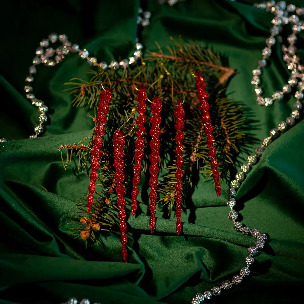 89377723 Новогоднее украшение Сосульки 396 красный 6 шт. STLM-1397730 Santreyd 