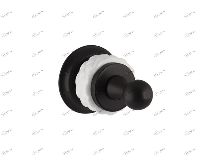 065575.000.84 Крючок для халата с белым фарфором Матовый черный Mestre 