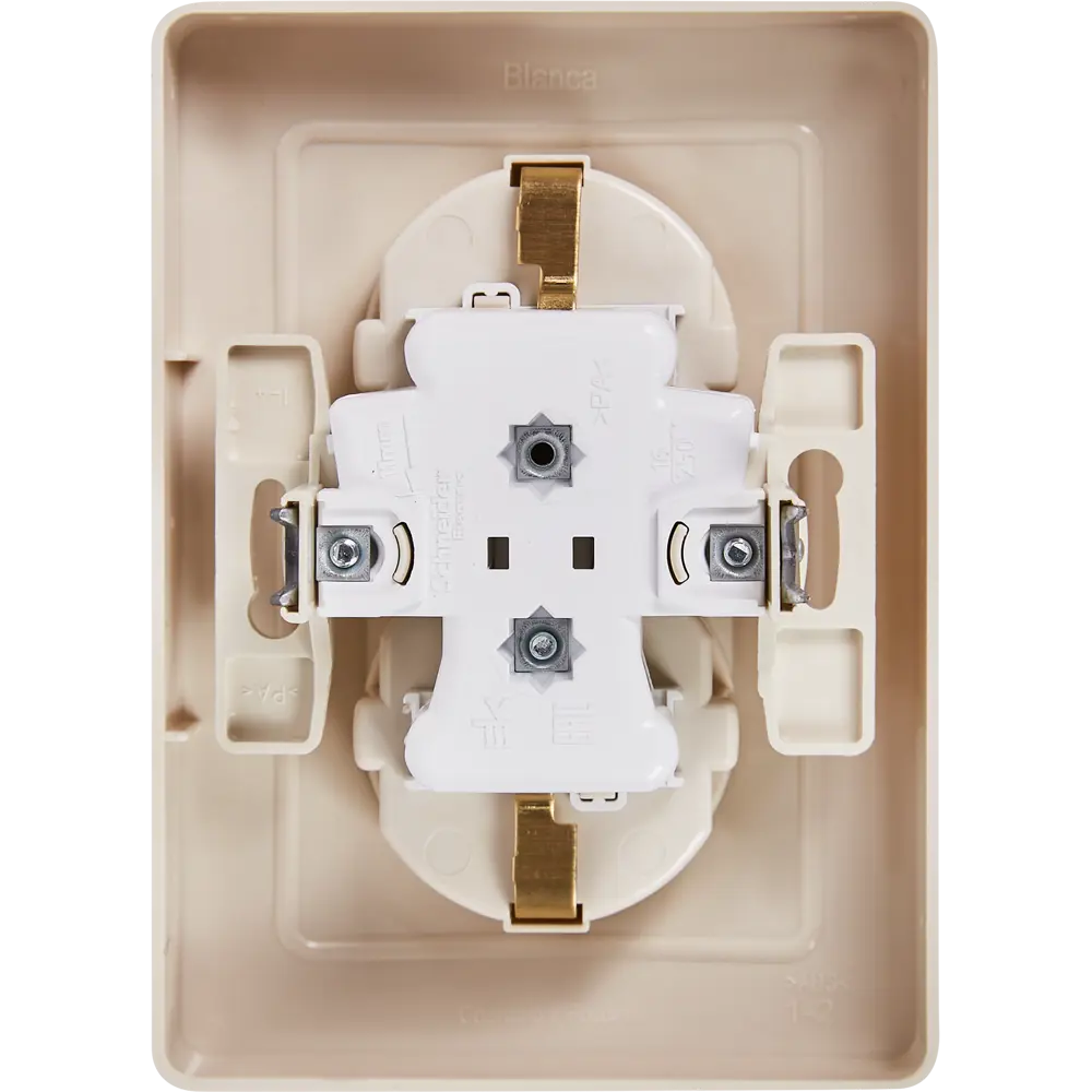 Розетка двойная встраиваемая Systeme Electric Blanca с заземлением со шторками цвет бежевый 86728850 STLM-2210853 - Вид №3