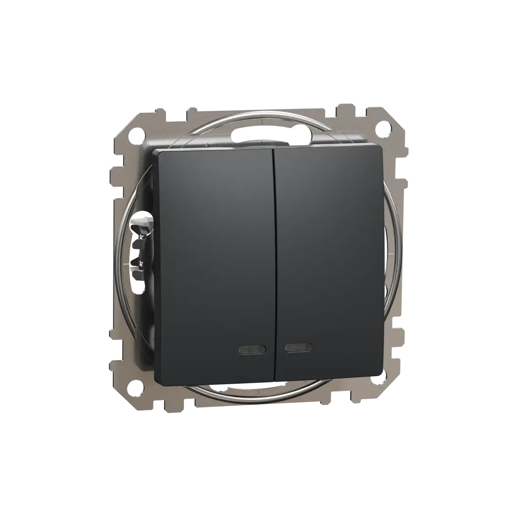 Выключатель встраиваемый Systeme Electric Sedna Design 2 клавиши с подсветкой, цвет антрацит Sedna Design Elements STLM-2042381 - Вид №1