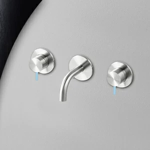 Смеситель для раковины сталь глянцевая с голубой ручкой Toki Radomonte TKI27LCIL27