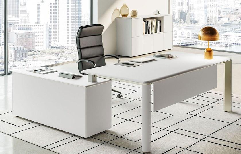 Las Mobili Офисный угловой стол в современном стиле со встроенной полкой Iulio sun-id-1356309 - Вид №1