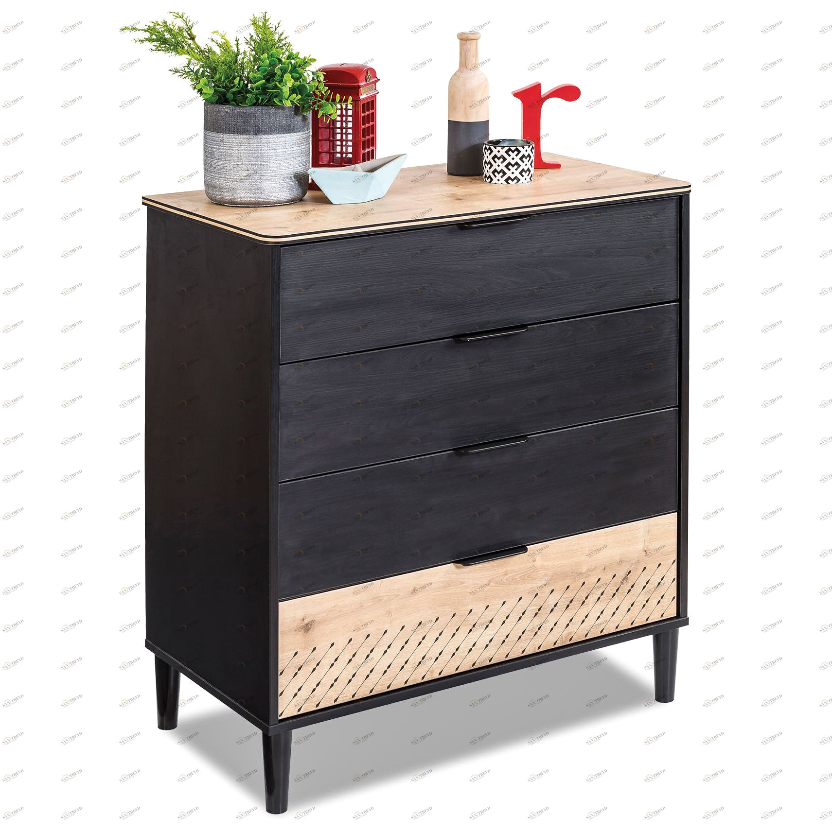 Комод с 4 ящиками черный Black CILEK BLACK 00-3832235 Черный Santreyd