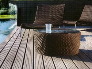 Roberti Низкий круглый садовый столик из алюминия и стекла Saint tropez