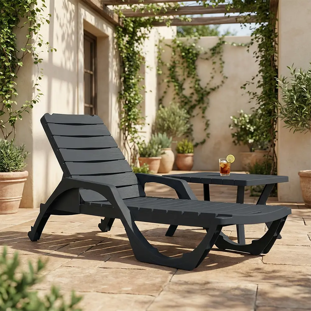 Шезлонг без подушки Easy Comfort Premium 190x69x207 см пластик графитовый Santreyd STLM-2005817 - Вид №8