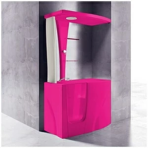 Ванна с кабиной GRUPPO TREESSE GEN-Y TOP STD-V3417|B3411-DX розовая угловая сидячая с дверью правосторонняя