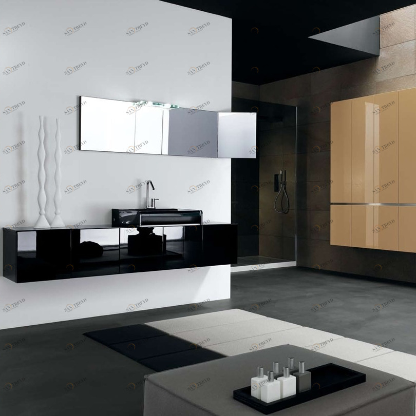 Комбинация ванной комнаты KU 63 в отделке Shine 54 G87 Nero / L68 Nero / L201 Senape MILLDUE KUBIK KUBIK63