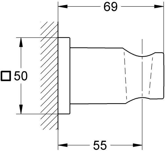 Настенный держатель для ручного душа GROHE Rainshower с квадратной розеткой, хром (27075000) - Вид №1