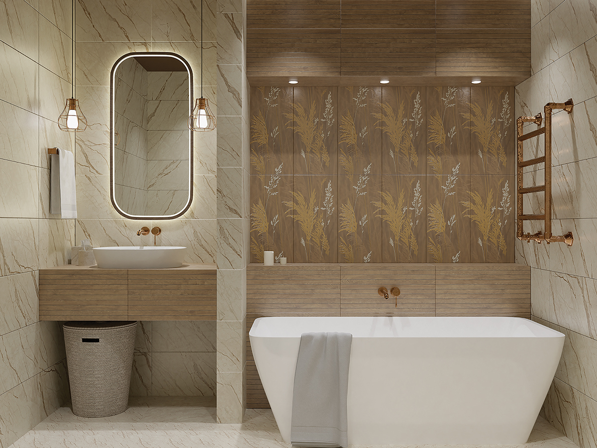 87121289 Декор настенный Pampas 1 31.5x63 см матовый цвет бежевый Forest STLM-0073408 AZORI  - Вид №1