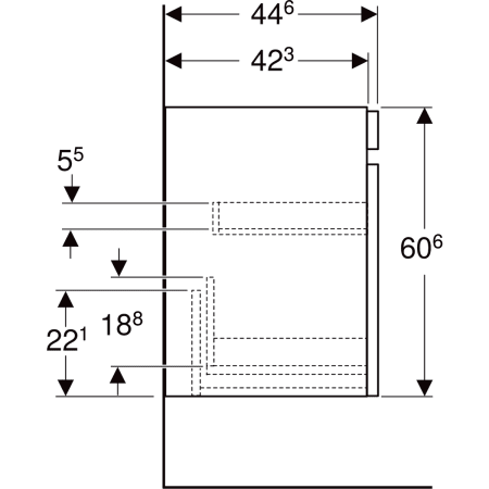 501.904.JK.1 Шкафчик для раковины Geberit Renova Plan, с одним выдвижным ящиком и одним внутренним выдвижным ящиком Geberit  - Вид №56
